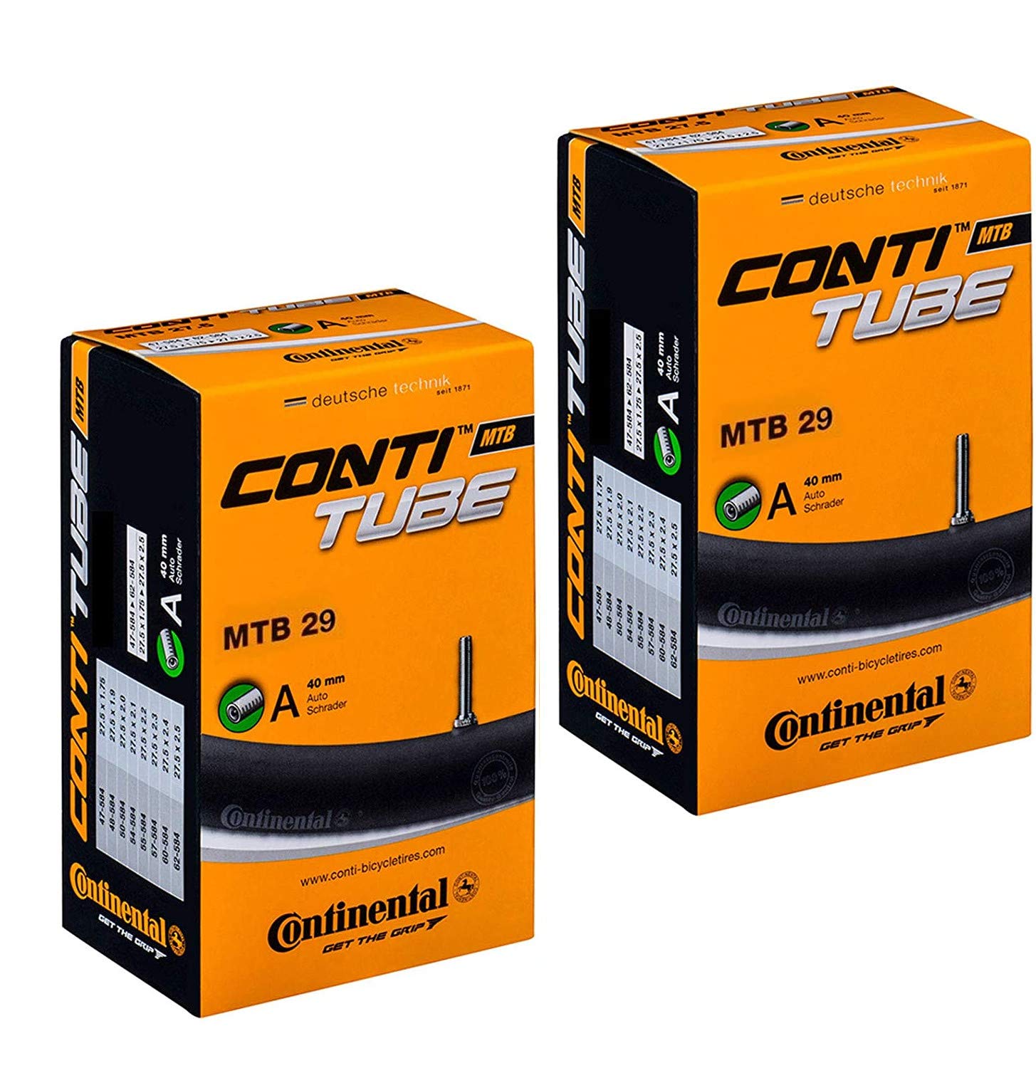 Continental MTB 29" x 1.75-2.5 Mountain Bike Inner Tubes - 40mm Schrader Valve (Pair) - with FREE Ano Adapters