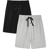 BAMBOO COOL Men's Pajama Shorts Lounge Sleep Shorts with Pockets 2 Pack | Soft, lightweight and breathable pajama bottoms with elastic waist, drawstring &amp; button fly. Great sleepwear &amp; loungewear.
