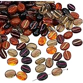 UUYYEO 270 Pcs Coffee Bean Acrylic Resin Faux Coffee Beans Vintage Bracelet Decorative Spacer Beads Plastic Craft Beads with Holes for Jewelry Making