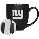 Rico Industries NFL Football 15oz Matte Black Bistro Mug - For Hot or Cold Drinks - Team Logo Etched For Unique Feel