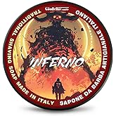 The Goodfellas’ Smile INFERNO (Leather, Cedar & Sandalwood) Italian Shaving Soap – Tallow-Based Soft Soap for Traditional Wet Shaving with Shave Brush & Razor