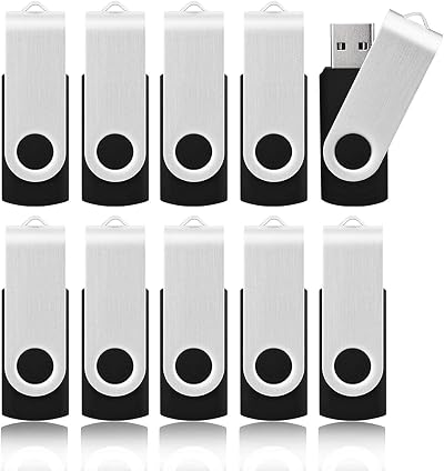 KOOTION 8GB USB Flash Drive 10 Pack Swivel Capless USB 2.0 Black