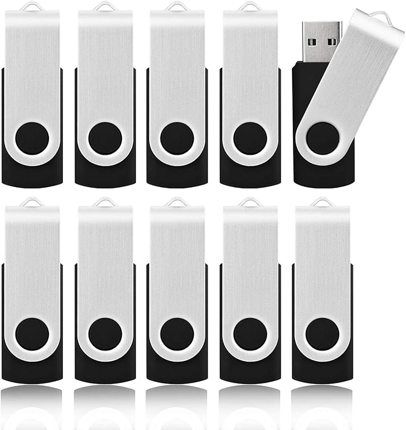 KOOTION 8GB USB Flash Drive 10 Pack Swivel Capless USB 2.0 Black