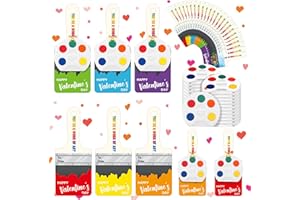 Noveread 24 Pack Watercolor Paint Sets for Valentine's Day Gifts Include 24 Pcs Valentines Cards 24 Pcs Watercolor Paint 24 Pcs Gold Foil Rope Mini Paint Set for Classroom Gift Exchange(Vivid Style)