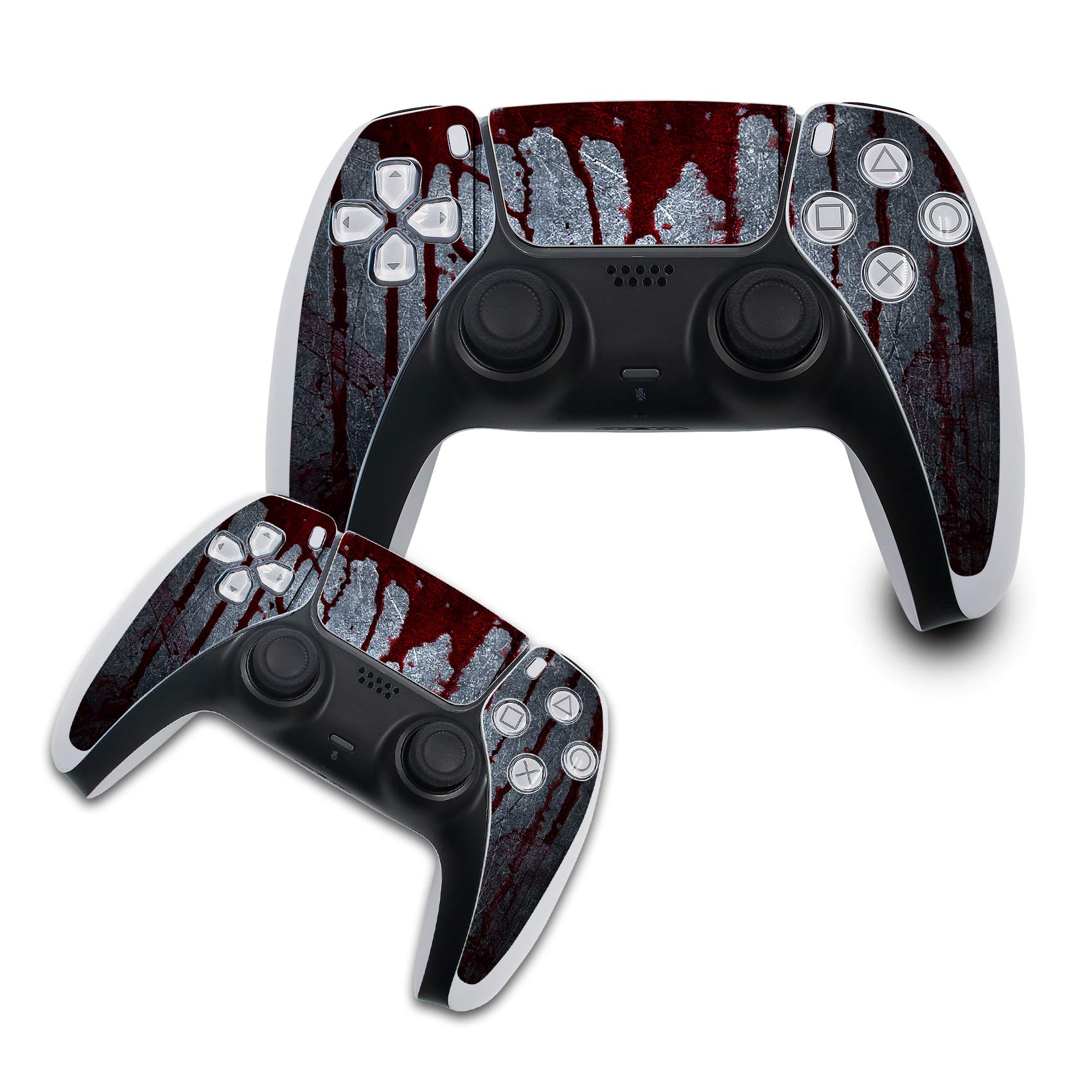 Finest Folia Screen Protector Compatible with PS5 Sticker Case for Games Consoles Controller Housing Sticker Vinyl Film Skin Against Scratches Design Cover R140 (Controller Set, No. 29 Blood Splash)