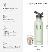 Super Sparrow 620ml Insulated Stainless Steel Water Bottle with Two Lids view 3