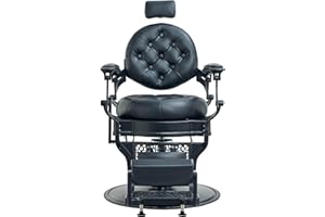 Antlu Barber Chair Salon Chair Hair Stylist, Vintage Heavy Duty 700lbs Hair Styling Chairs for Barbershop Beauty Tattoo Massage (Black-Black)