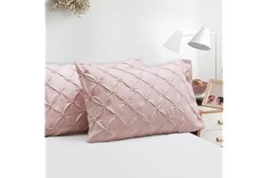 Vaulia Lightweight Soft Microfiber Pillow Shams, Well Crafted Pinch Pleat, Standard Size (20x26) Pink Color, 2 Pack