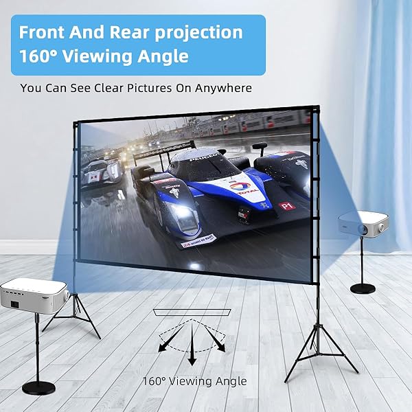 PROJECTOR SCREEN AND STAND, TOWOND 120 INCH PORTABLE PROJECTOR SCREEN INDOOR OUTDOOR MOVIE SCREEN 16:9 4K HD WRINKLE-FREE LIGHTWEIGHT PROJECTION SCREEN WITH CARRY BAG FOR BACKYARD MOVIE NIGHT