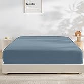 GOKOTTA Fitted Sheet Only - 16 Inch Pocket Bamboo Rayon Fitted Sheet, Super Soft and Cooling Bottom Sheet with 4 Elastic Corner Straps(Blue, King Size)