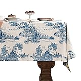 patdrea Designer Vintage Cyan Extra Long Tablecloth
