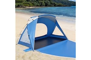 ETTO Beach Tent, Portable Sun Shelter for 2/3/4/6-8 Person with UPF 50+ UV Protection, Easy Setup Waterproof Beach Shade Canopy Cabana for Family Outdoor and Picnics, Fishing with Carrying Bag