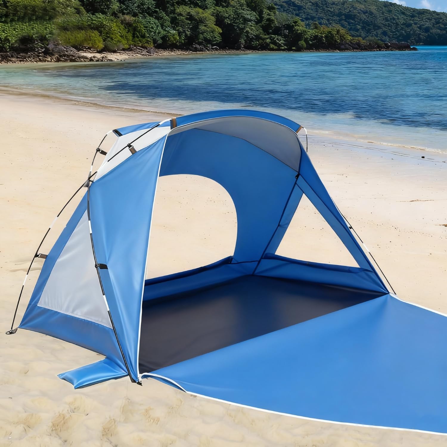 Photo 1 of ***MISSING ASSEMBLY PIECES**** Beach Tent, Portable Sun Shelter for 2/3/4/6-8 Person with UPF 50+ UV Protection, Easy Setup Waterproof Beach Shade Canopy Cabana for Family Outdoor and Picnics, Fishing with Carrying Bag