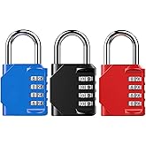Sunsay 3 Pack Combination Lock 4 Digit Locker Lock Outdoor Waterproof Padlock for School Gym Locker, Sports Locker, Fence, To