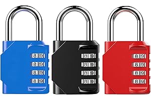 Sunsay 3 Pack Combination Lock 4 Digit Locker Lock Outdoor Waterproof Padlock for School Gym Locker, Sports Locker, Fence, To