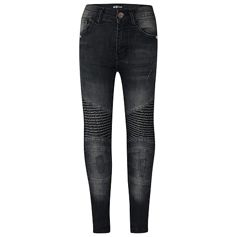 A2Z 4 Kids® Kinder Jungen Dehnbar Jeans Schwarz Designer Zerrissene Knie Drapieren Panel Denim Hosen Mode Schlank Passen Hose
