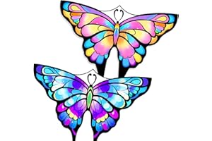 Simxkai Butterfly Kite for Kids & Adults, Easy to Fly Blue Big Kite for Beginners, Line Handle Included (1Pack 2Pack)