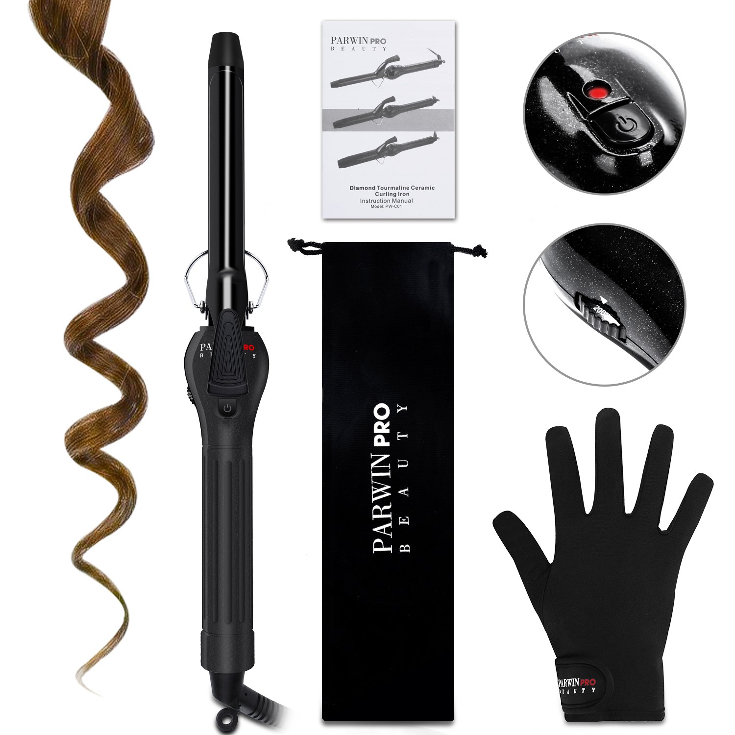 PARWIN PRO 1 Inch Curling Iron With Clip Temperature