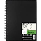 Canson Drawing Paper Art Book, Cream White, 9x12 in | Side Wirebound Pad, 60 Sheets (90lb/147g) for Charcoal, Colored Pencil, Ink, Pastel, Marker