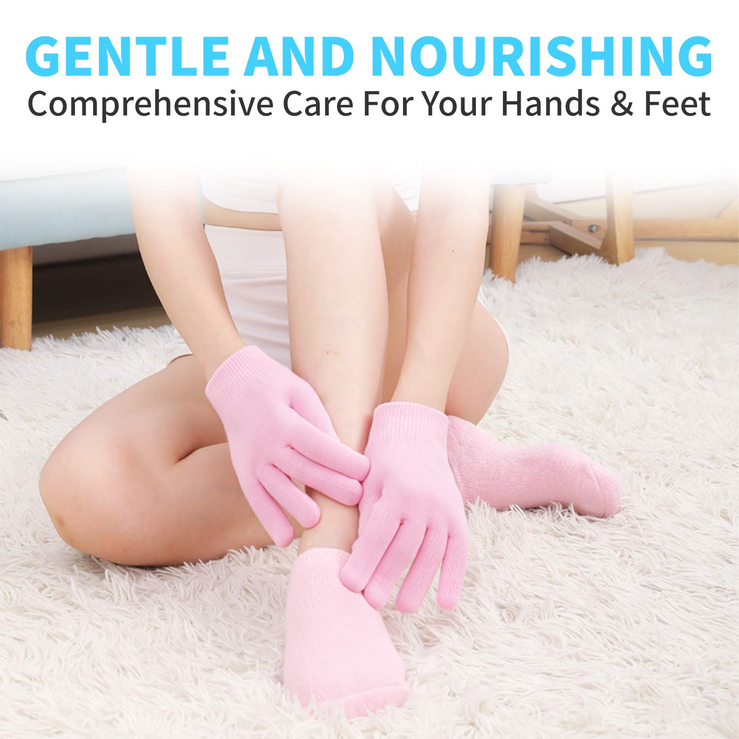 Moisturizing Gloves and Socks-Gel Spa Moisturizing Therapy Socks ＆ Gloves-Soften Repairing Dry Cracked, Hands Feet Skin Care, Effective in Repair Dry and Chapped Hands and Feet Skin Care : Beauty