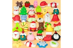CHAMPCEL 30Pcs Christmas Squishy Toys Mochi Squishy Toy for Kids Party Favors Kawaii Animal Squishy Stress Relief Kids Birthday Party Favors Goodie Bag Stocking Stuffers Piñata Classroom Prizes
