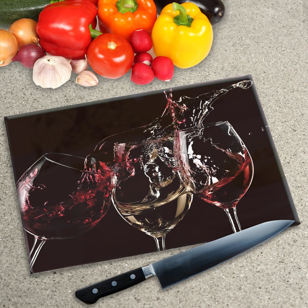 Premier Range Digital Print Worktop Saver Chopping Board 3 Glasses
