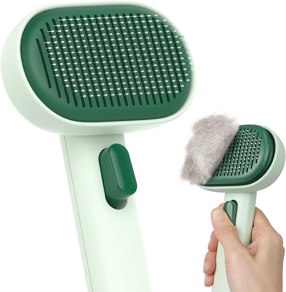 Aumuca Cat Brush for Long or Short Haired Cats Forest Green De-Shedding Tool