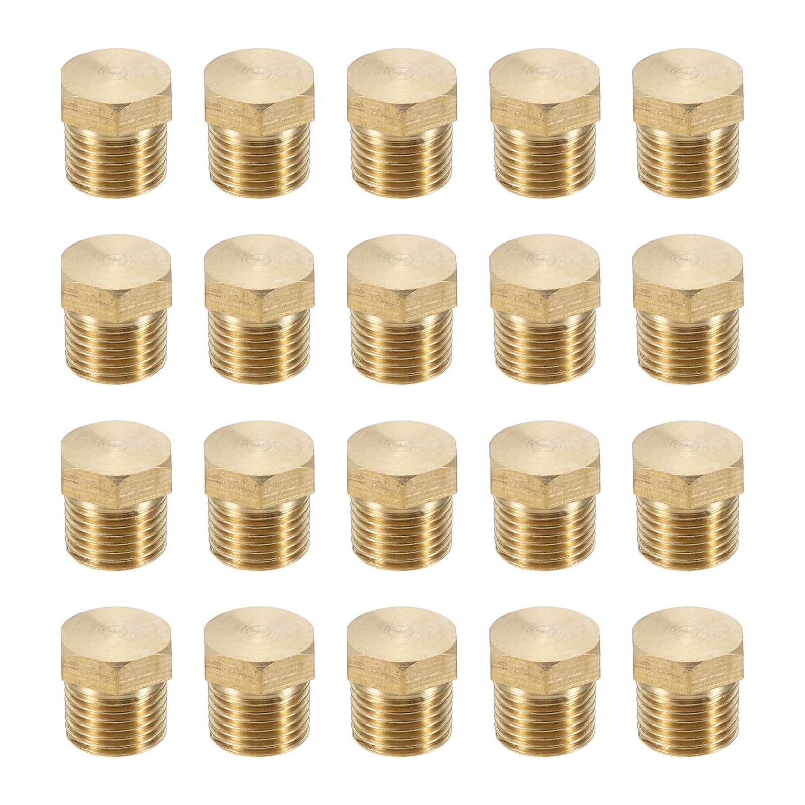 PATIKIL G1/8 Brass Pipe Plug, 20pcs Male External Thread Hex Garden Hose End Cap Socket Plugs Pipe Fitting for Oil Water Hydraulic Pipeline