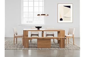 Transformer Table Dining Table Set for 4 to 12 Approved by Marie Kondo, Expandable Dining Table with 4 Dining Chairs and Extendable Bench, Natural Wood Table (Natural, Table + 4 Chairs + Bench)
