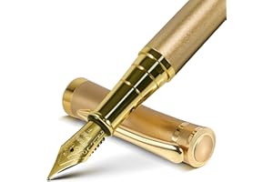 FINTANIX Fountain Pen with Fine Nib | Luxury Gold Finish, Smooth Ink Flow, Complete Set with Ink Cartridges, Converter & Sleeve | Ideal for Professionals, Office, Journaling, and Gifts