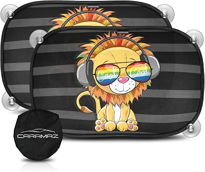 CARAMAZ Car Window Shades for Baby 51x31 cm Pack of 2 Lion Design UV Protection
