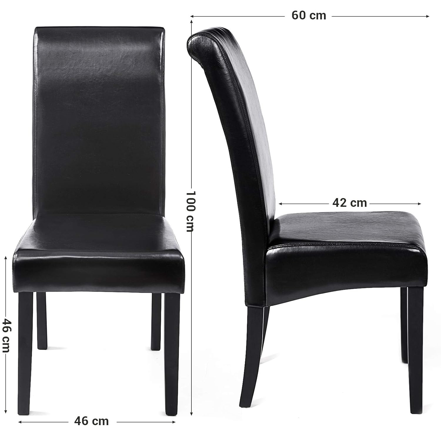 SONGMICS Set De 2 Sillas De Comedor Con Respaldo Alto Asiento Acolchado