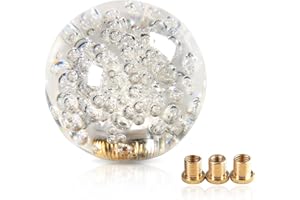 WENJTP Universal Shifter Knob Head Crystal Acrylic Ball with Bubble for Manual Automatic Vehicles, with 3 Adapters