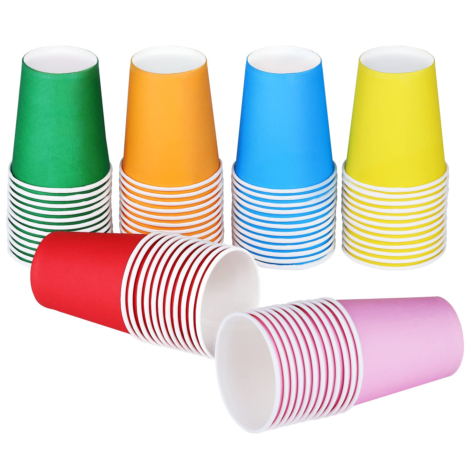 ADXCO 72 Pieces Paper Cups 9 Ounces Party Cups for Cold Drinks Multicolor Drinking Cups for DIY Birthday Holiday Party, 6 Colors