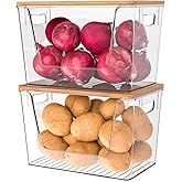 2 Pack Potato and Onion Storage Bin, Stackable Clear Fruit and Vegetable Storage, Acrylic Pantry Organizers and Storage with 