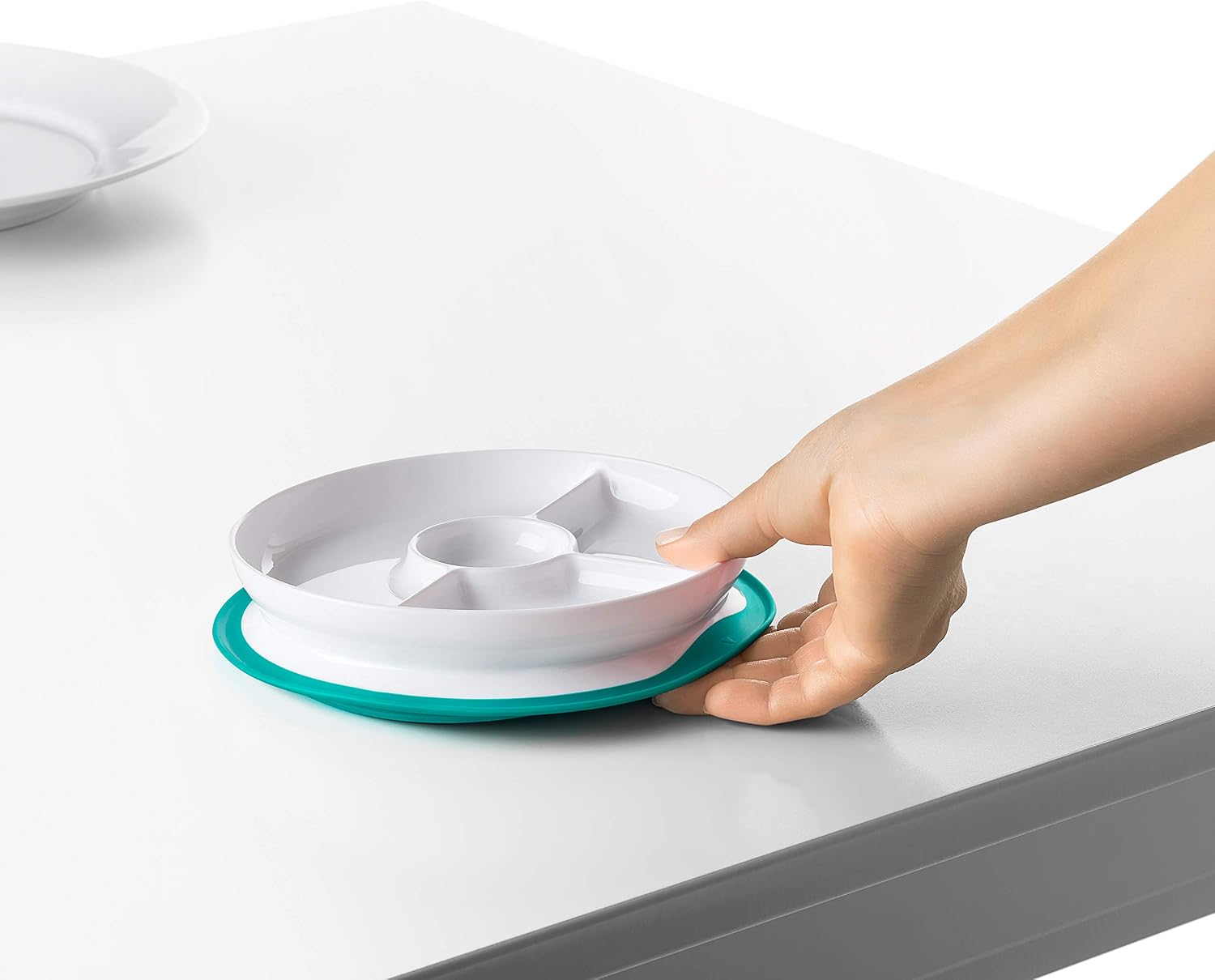 OXO Tot Stick & Stay Stay Put Suction Divided Plate - Teal - Image 5