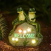 Nacome Solar Garden Outdoor Statues Frog with Succulent and 7 LED Lights - Lawn Decor for Patio, Balcony, Yard Ornament - Chrismtas Gifts for Mom Grandma