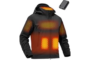 Wulcea Graphene Heated Soft Shell Jacket for Men 12V 18400mAh Large Capacity