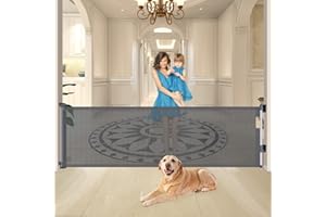 TAMELER 120 Inch Retractable Baby Gates Extra Wide for Doorway Stair Large Opening, Extra Long Dog Pet Gate for Doorway Stairs House Indoor Outdoor (120'' Wide, 35'' Tall, Grey)