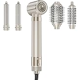MESCOMB 5-in-1 Hot Air Styler Kit – 110,000 RPM Fast-Drying Dryer, Auto-Wrap Curlers, Straightening & Volumizing Brushes All-in-One (Champagne White)