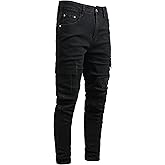 JUNBAOSS Men's Slim Fit Jeans Stretch Ripped Skinny Jeans for Men, Fashion Straight Leg Comfort Flex Waist Casual Pants