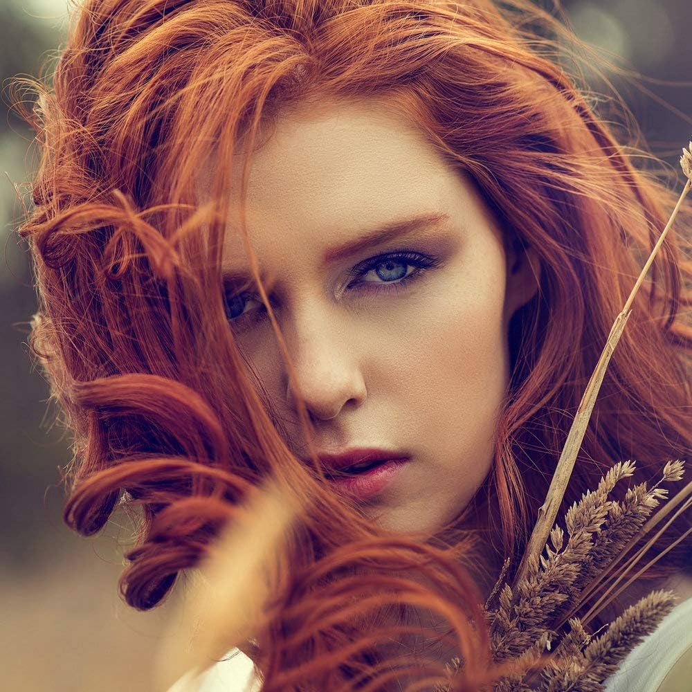 SereneWig 24Inches 360# Brick-red Wig Synthetic Lace Front Wigs for Women Bouncy Curl Heat Resistant Copper Red Color Replacement Wig Natural Hairline Free Part