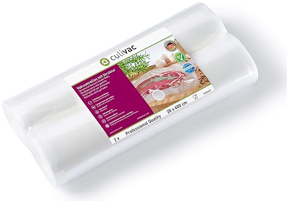 2 Vakuumrollen 28x600cm groß - Premium Qualität | Folienbeutel für JEDES Folienschweißgerät/Vakuumiergerät, passende Breite w