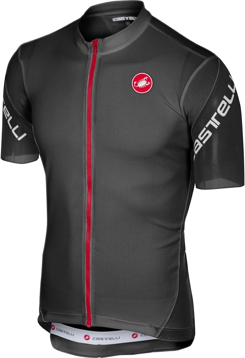 Castelli Men's Entrata 3 Full Zip Bike Jersey (Light Black, Medium)