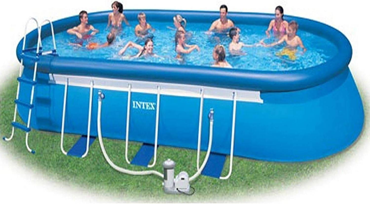 Intex 24' x 12' x 48'' Oval Ellipse Frame Pool Structure with Frame Only - Ground Straps Included. No Other Parts; Accessories and Components Included