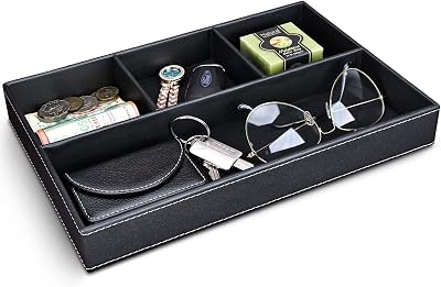 GORESE Leather Valet Tray - Organiser Box for Keys, Coins, Jewellery