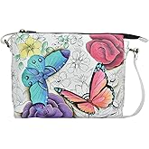 Anna by Anuschka womens Hand-painted Women's Genuine Leather Slim Medium Crossbody
