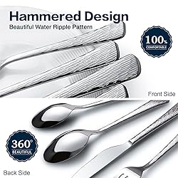 KINGSTONE Hammered Silverware Set, Flatware