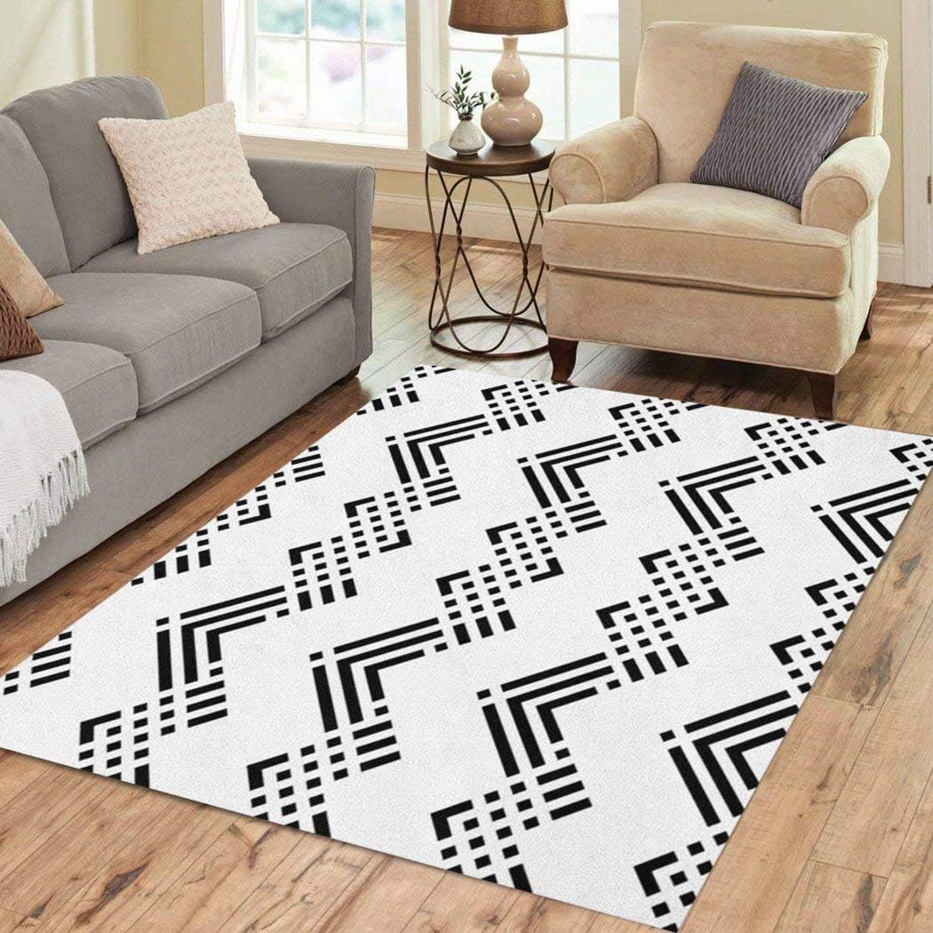 Joaffba Area Rug Chevrons Zigzag Ethnic Snake Mexican Simple Skin Abstract American Angle 3' X 5' Super Soft Plush Home Decor Non Slip Floor Carpet for Bedroom Living Dining Room Interior Artwork