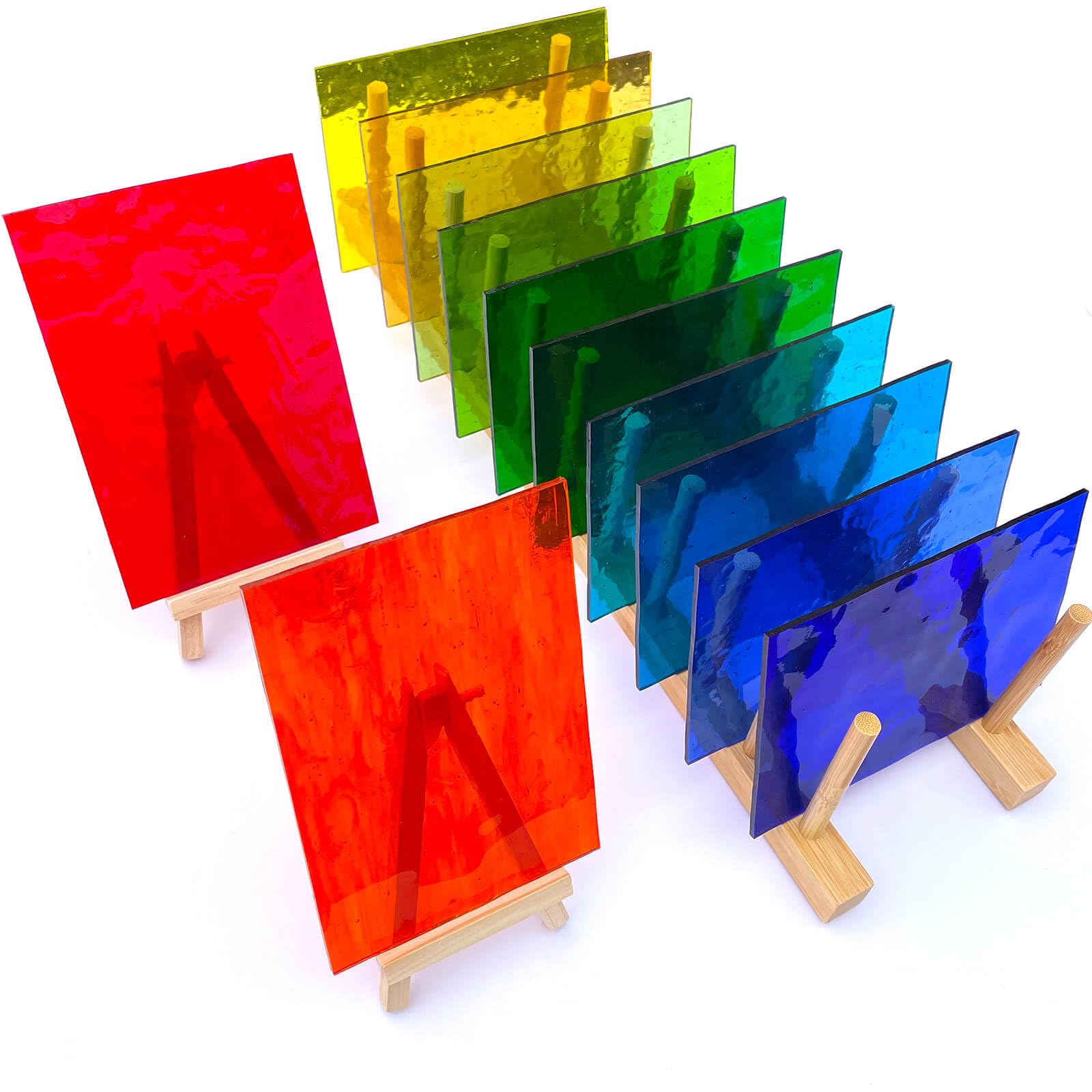 LITMIND 12 Sheets Transparent Texture Stained Glass Variety Pack, 6 x 4 Inch Cathedral Art Glass for Mosaic Crafts & Supplies,Assorted Colorful Glass Sheets for Stunning Stained Glass Projects